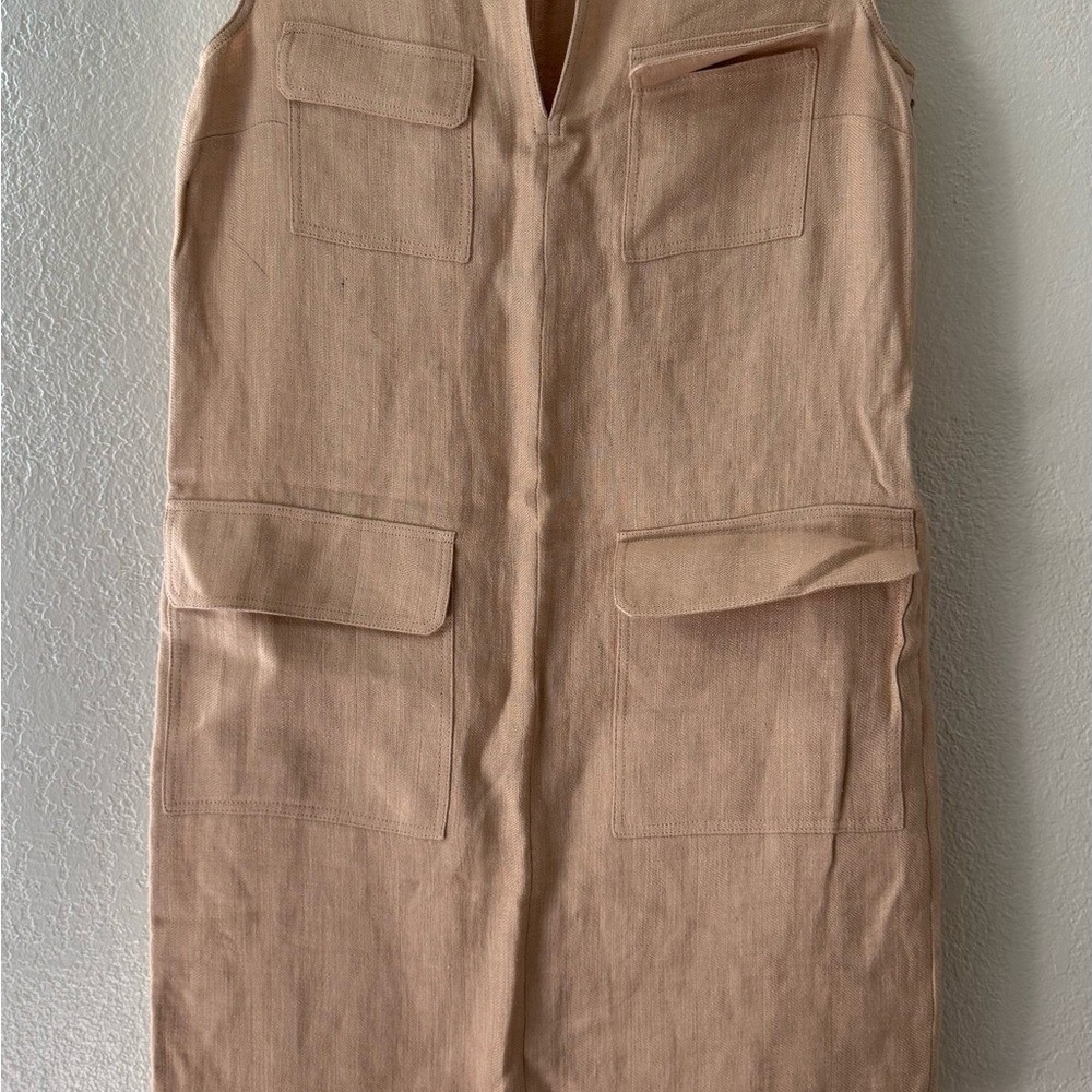 Theory Sleeveless Tan Shift Dress Linen Blend Size 0 - Picture 5 of 14